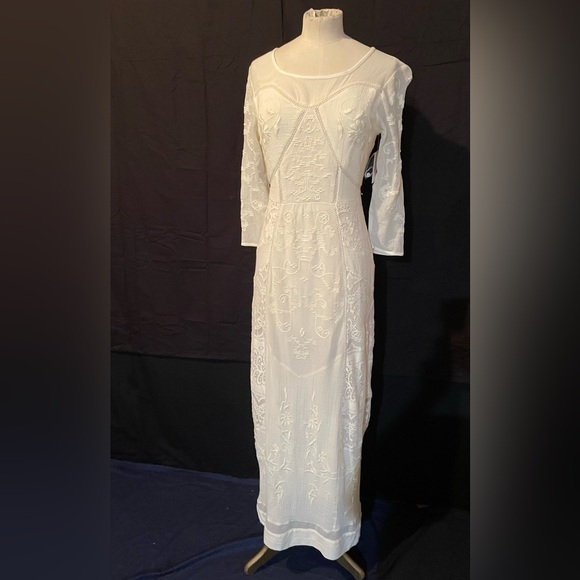 Free People Dresses & Skirts - Free People 0 Ivory Cotton Maxi Dress Long Sleeves NWT